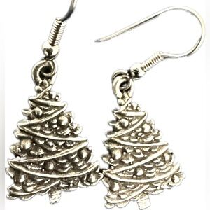 Handcrafted Signed Made VERMONT Danforth Pewter DP Christmas Tree Earrings 1986
